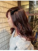 ロング×イヤリングカラーレッド