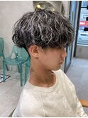 波巻きスパイラル ホワイトメッシュ 波巻きパーマ