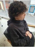 メンズ　波巻きパーマ　ウルフ