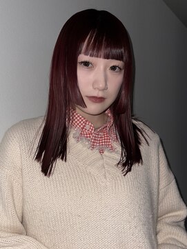 ボルドーカラー×姫カット