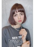 ココアブラウンのシンプルボブ♪前髪はキュートに短め♪藤沢