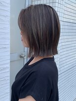 ヘアーエポック(hair epoque) 小顔ストレートボブ黒髪ハイライトグレージュダークアッシュ