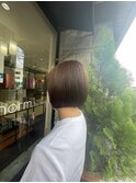 小顔ボブ ベージュ 透明感カラー シークレットハイライト