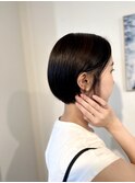 20代30代暗髪透明感カラーミニボブ