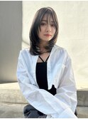 韓国内巻きレイヤーロンググレーベージュ