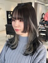 アクアオモテサンドウ(ACQUA omotesando)&nbsp;＊姫カットロングウルフレイヤー×黒髪暗髪インナーカラーグレー