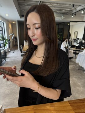 ナンバー(number+) 20代30代大人かわいいモカベージュナチュラルロブヘア