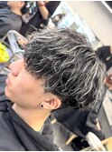 メンズハイライトカラーメンズメッシュ波巻きスパイラルパーマ