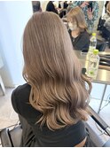 韓国ヘア顔周りレイヤー暗めミルクティーベージュグレージュ