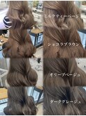 ブリーチなし透明感カラー/アッシュグレージュオリーブブラウン