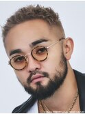 メンズカットアップバングフェードハイトーンベリーショート