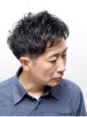 メンズパーマ/ツーブロック/30代/40代/アイロンパーマ/黒髪