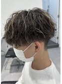 波巻きスパイラルパーマメンズメッシュメンズハイライト