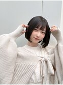 黒髪　ボブ　平行ボブ　ナチュラル　透明感