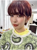 くせ毛風丸みショート/アプリコットレッド