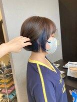 ヘアショップエヌアンドエー 久喜 栗橋店(hairshop N&A)&nbsp;前下がりボブ× インナーカラー ブルー系 髪質改善Tr
