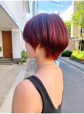 Say.刈り上げショートボブワインレッドホワイトグレージュ青山