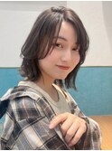 オリーブグレー/ボブ/顔周り/小顔/レイヤー/髪質改善/縮毛矯正