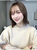 大人ボブ渋谷レイヤーカットミディアムボブベージュイメチェン