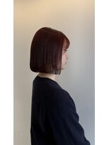 ヘアープレイス ヴィブ(hair place VIVE)&nbsp;切りっぱなしボブとワインレッド