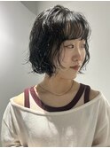 ボブパーマレイヤーボブ顔周りレイヤーパーマスタイル20代30代