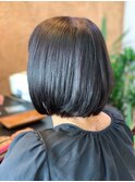 グレージュ大人クール☆ツヤ感カラー×ワンカールストレートボブ