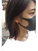 インナーカラー　ポイントカラー　ロブ　イヤリングカラー