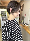 NUDE 脱白髪染め 白髪ぼかしハイライトカラー大人ショートボブ
