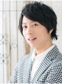 斜めバングオシャレ短髪パーマ黒髪ショートウルフo札幌月寒