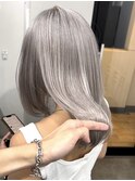 シルバーグレージュカラーケアブリーチ切りっぱなしダブルカラー