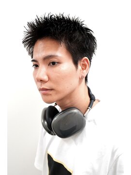 ヨファ ヘアー 芦屋店(YOFA hair) メンズカットアップバングスパイキーショートブルーブラック0804