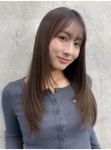 美髪顔まわりロングレイヤーシースルーバング