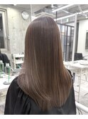 韓国顔まわりレイヤーカットグレージュオリーブベージュブラウン