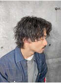 センターパートウルフツイストスパイラルパーマ