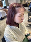 ピンクボブ　ヘアクリップアレンジ