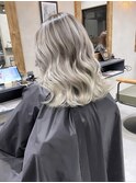 バレイヤージュ、ハイライト、グレージュ、ショコラアッシュ