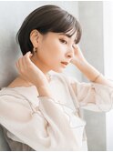 耳掛け、ダークブラウン、ショートボブ