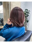 ショートのピンクバレイヤージュ