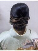 訪問着　ヘアセット　和髪　アップスタイル　シニヨン　大阪