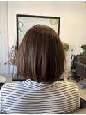 ブリーチなし大人可愛いマロンブラウン似合わせ耳かけボブ