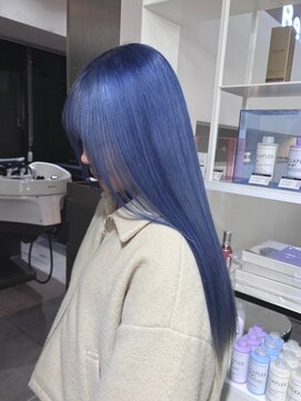 ベレーザ 渋谷(BELEZA) 11973艶髪ネイビーブルーブルーシルバーストレートブルーカラー