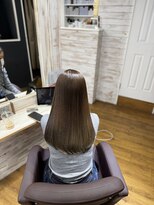 アウラ 近鉄八尾駅前店(Aura)&nbsp;韓国風レイヤー×30代艶髪カーキベージュ