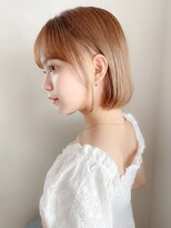 〇くびれヘアアプリコットオレンジ夏ヘアハイライトカラー