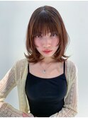 黒髪/ボブルフ/小顔/レイヤーカット/外ハネレイヤー
