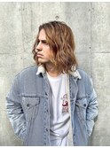 カットパーマハイライトミディアムロング