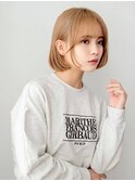 切りっぱなしボブ タッセルボブ 前髪なしボブ オリーブベージュ