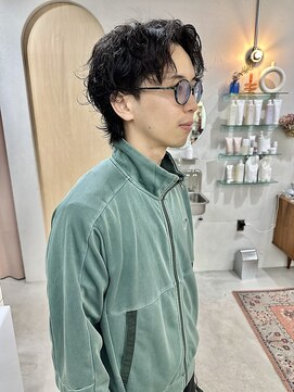 ヘアー アイス カンナ(HAIR ICI Canna) 30代大人男性センターパートニュアンスパーマ