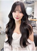 顔周りレイヤー大人ガーリー ロング韓国ヘア_F1287