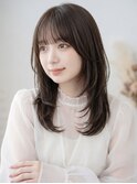 【Alaise】透明感ベージュ×柔らかレイヤーミディ