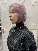 切りっぱなしボブ/ぱっつんボブ/ハイトーンボブ/ピンクカラー